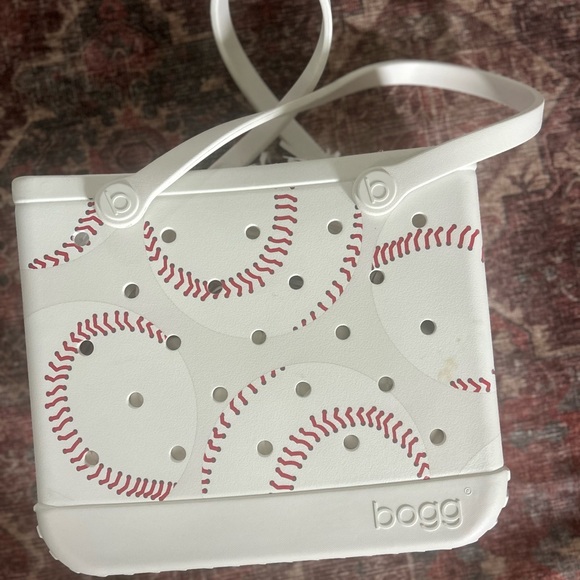 BOGG BAG White and Red Baseball Tote - Picture 3 of 3